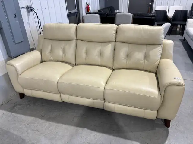 Leather power reclining sofas in brown or ivory