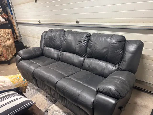 black leather couch