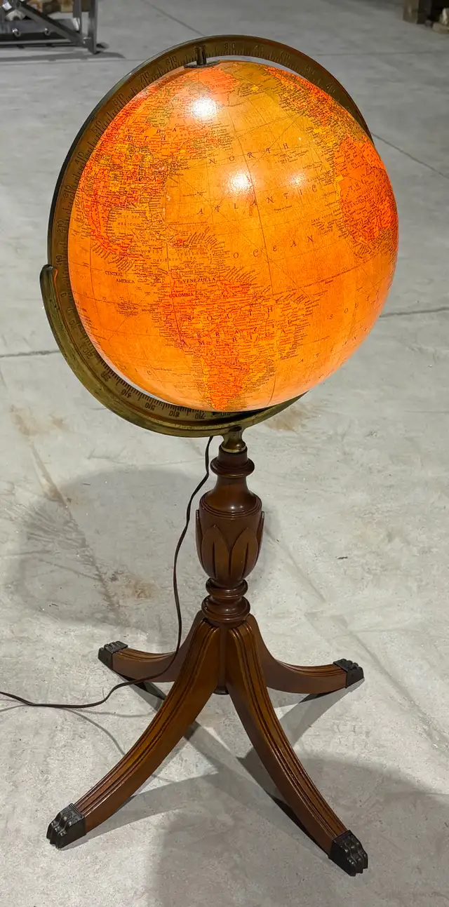 Vintage Iluminated "Replogle" Library Globe (Duncan Phyfe Stand)