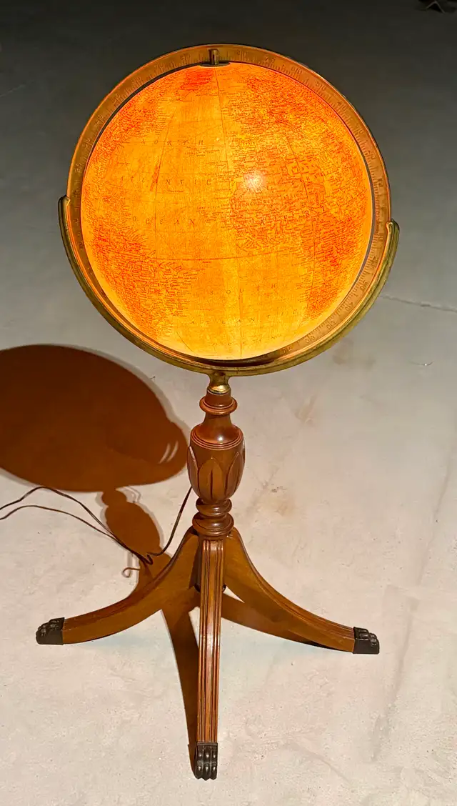 Vintage Iluminated "Replogle" Library Globe (Duncan Phyfe Stand) - Photo 5