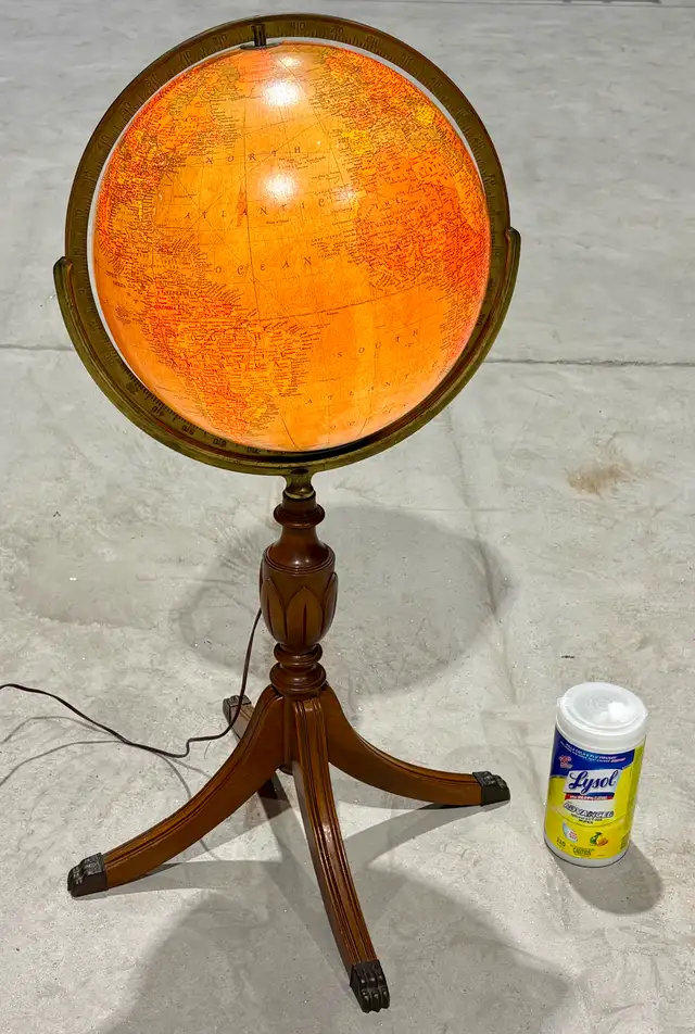 Vintage Iluminated "Replogle" Library Globe (Duncan Phyfe Stand) - Photo 7