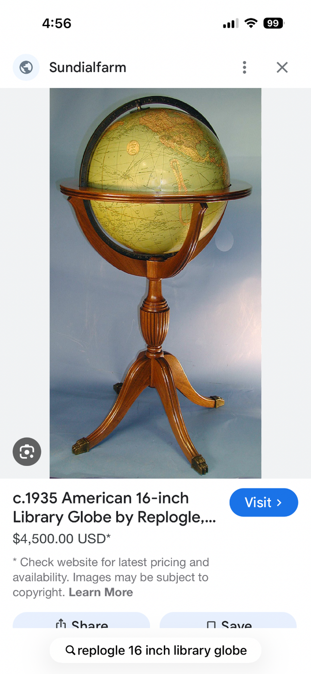 Vintage Iluminated "Replogle" Library Globe (Duncan Phyfe Stand) - Photo 8