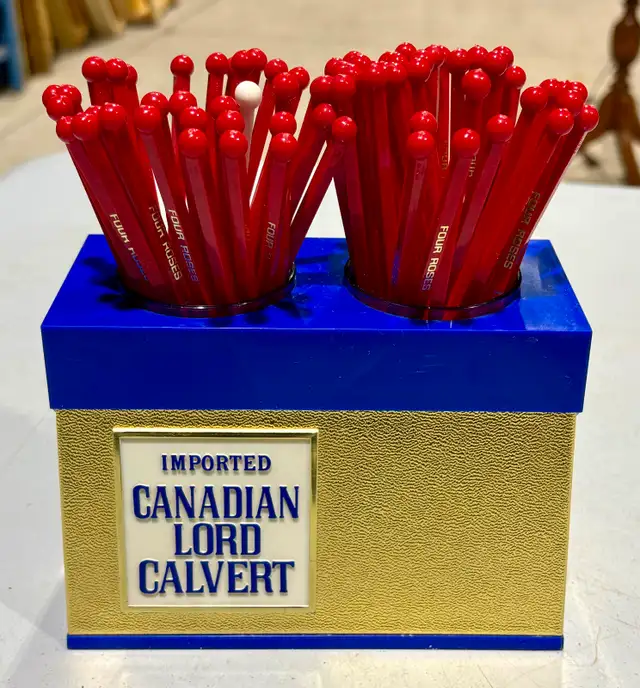Vintage "Canadian Lord Calvert" Whisky Bar Display (Stir Sticks)