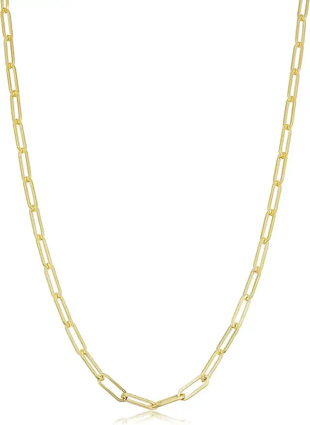 New Women chain 14k GOLD FILLED Paperclip link 4g 3.1mm 17.5'' 3