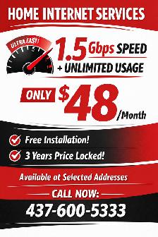 Best 1.5 Gbps Cheap Home Internet | Unlimited & Free Install