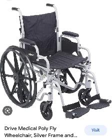 DRIVE MEDICAL POLY FLY TRANSPORT WHEELCHAIR NEW - Photo 3