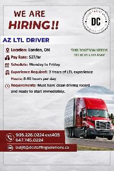 Hiring AZ LTL Drivers in London, Ontario