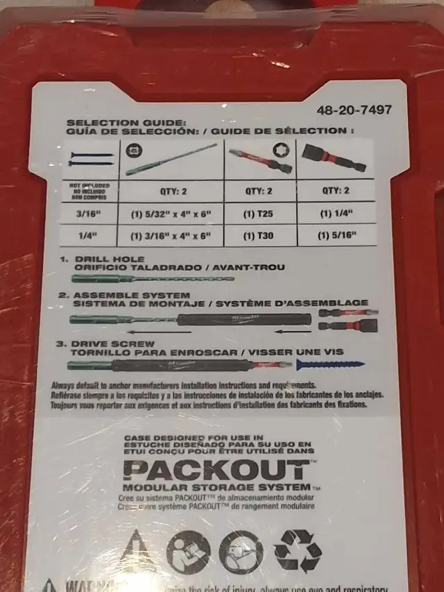 Milwaukee 48-20-7497 SDS Plus Concrete Screw Install Kit NEW - Photo 3