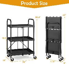 Nightcore Folding Utility Cart, 3-Tier