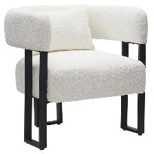 SCARLET ACCENT CHAIR IN IVORY BOUCLE AND BLACK.