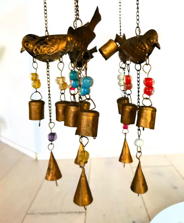 Colorful Glass Balls Copper Birds Wind Chime - Photo 2