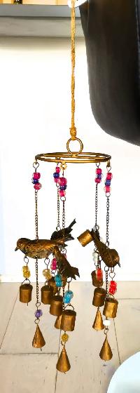 Colorful Glass Balls Copper Birds Wind Chime - Photo 4
