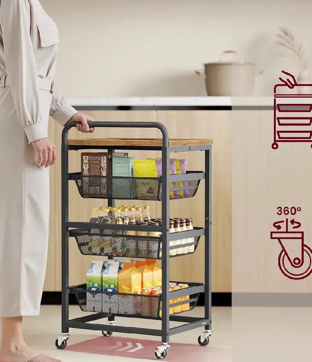VASAGLE 4-Tier Rolling Kitchen Cart - Photo 3