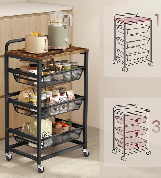 VASAGLE 4-Tier Rolling Kitchen Cart - Photo 5