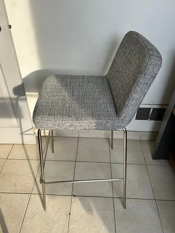 CB2 Charlie Bar Height Stool – Grey Fabric & Polished Nickel Leg - Photo 2