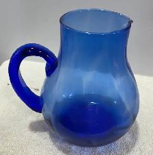 Blue Cobalt Hand Blown Glass Pitcher