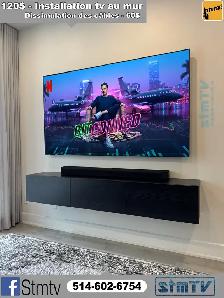 INSTALLATION TV AU MUR SUPPORT MURAL TÉLÉVISION MURALE TV WALL