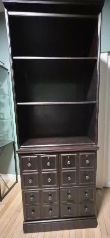 BOMBAY SOLID WOOD BOOKCASE WITH CABINET – 6FT TALL – COGNAC $260