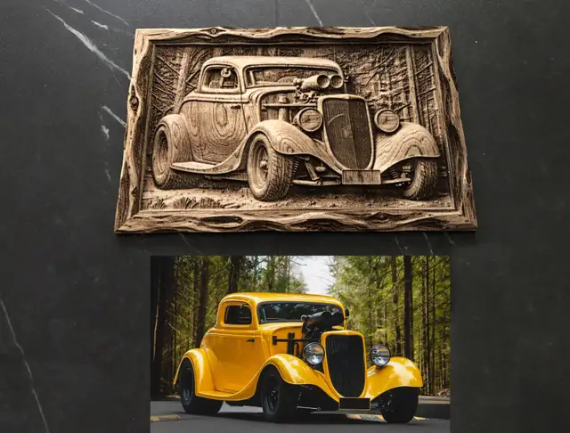3D Wood Car Engravings from Your Photos