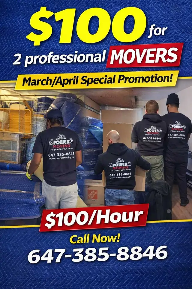 $100 for 2 Professional Movers | March Promotion