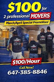 $100 for 2 Professional Movers | March Promotion