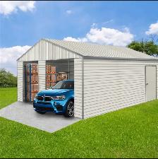 21x19 Double Garage Metal Shed – Heavy Duty Storage