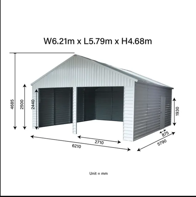 21x19 Double Garage Metal Shed – Heavy Duty Storage - Photo 3