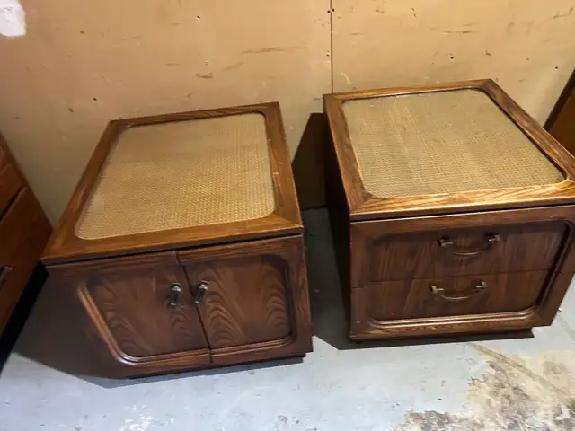 Free delivery used Vintage Wooden Side Tables - Set of 2 - Photo 2