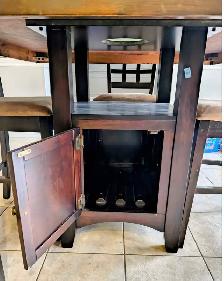 Free delivery used Dark Wood Counter Height Table with 4 Chairs - Photo 3