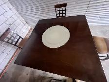 Free delivery used Dark Wood Counter Height Table with 4 Chairs - Photo 10