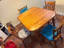 Free delivery used Wooden Dining Table Set with 4 Chairs - Photo 5