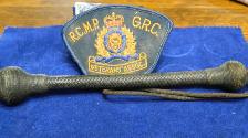 Antique Garcette de Police GRC et Écusson en Cuir et Plomb