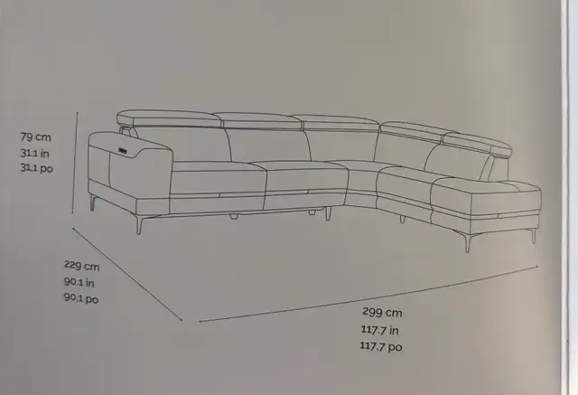 Dark grey leather sectional with power seat - Photo 6