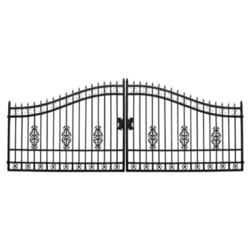 Heavy Duty 14FT Iron Driveway Gate – Flower Artwork - Photo 2