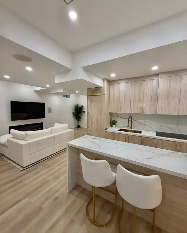 Slide to view our recent basement renovation-Ehome Renovation