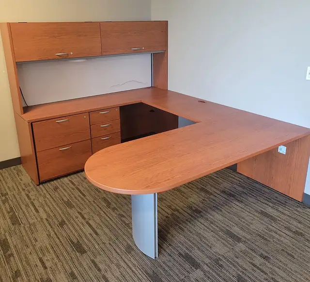 Teknion U-Shape Desk with Hutch & Credenza-Used Desk For Sale!