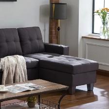 New Fabric Reversible Sectional Sofa - Black Open Box Sale - Photo 2