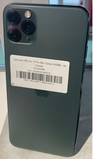 Preowned iPhone 11 pro max- 64GB - $399 with 1-year Warranty