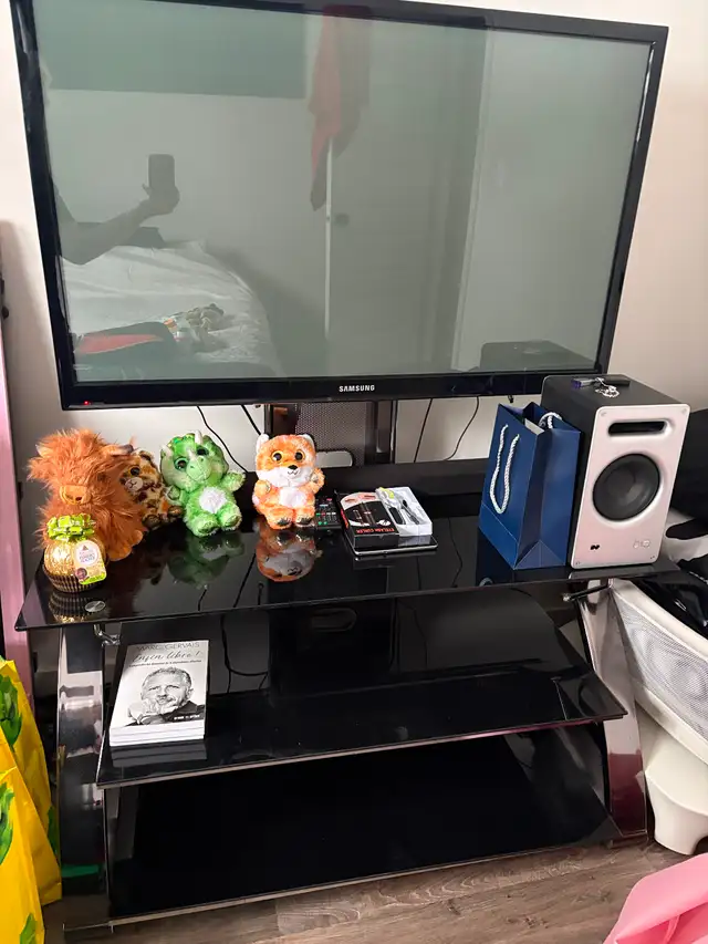 Meuble télévision et télévision