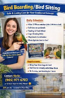 THIS IS A BIRD BOARDING SERVICE – NOT SELLING ANY ANIMALS