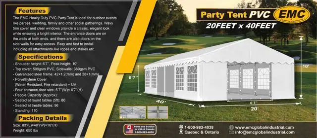 PVC Party Tent 20FT x 40FT – Extra-Large, Durable Shelter