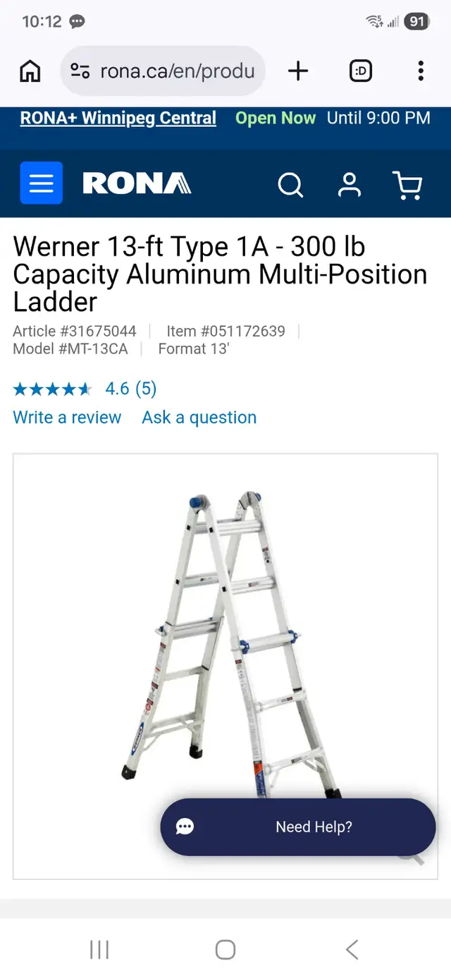 Werner 13' Type 1A 300lb Capacity Aluminum Multi-Position Ladder - Photo 2