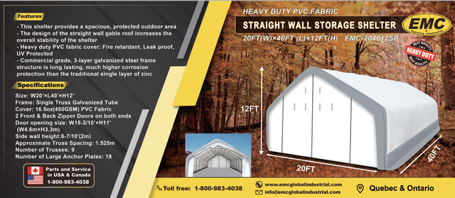 204012 Heavy Duty PVC Fabric Shelter – Durable - Photo 3