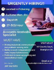 Accounts receiving Specialist Job Pickering