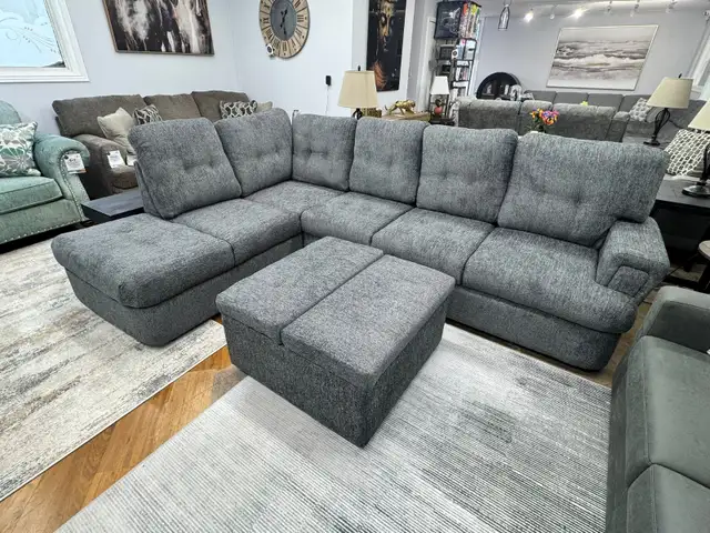 Brand New Sectional Sofa With Ottoman & USB Feature Now On Sale