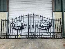 14 ft Iron Gate w/ Deer Artwork – Driveway Entrance - Photo 2