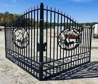 14 ft Iron Gate w/ Deer Artwork – Driveway Entrance - Photo 4