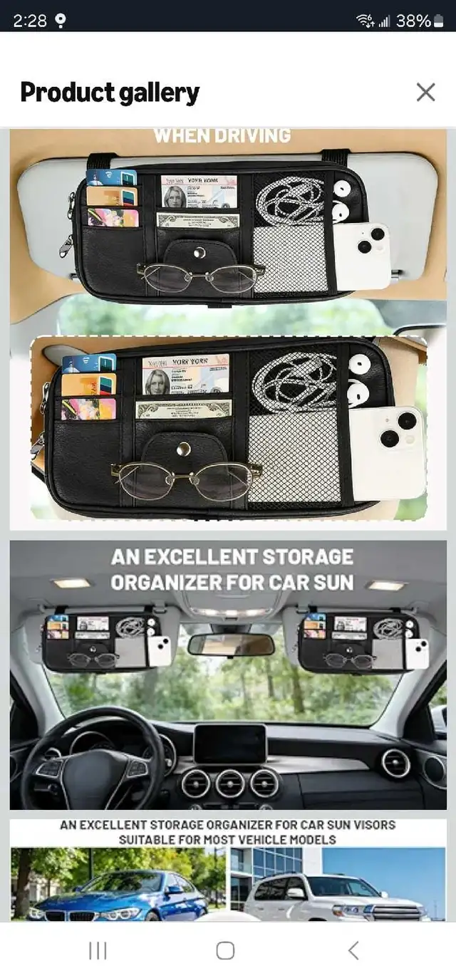 Car Visor Organizer, Sun Visor Storage Pouch with Zipper, Lightw
