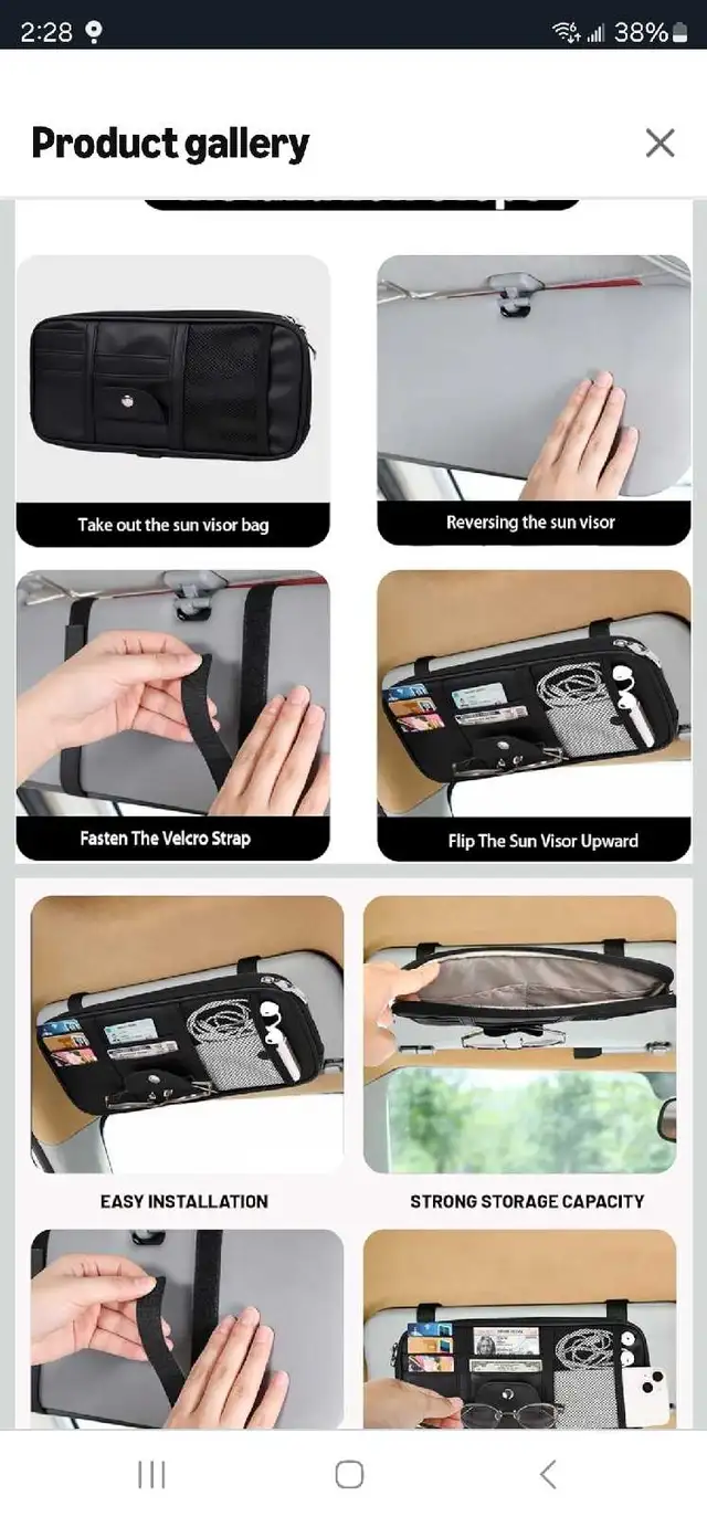 Car Visor Organizer, Sun Visor Storage Pouch with Zipper, Lightw - Photo 6