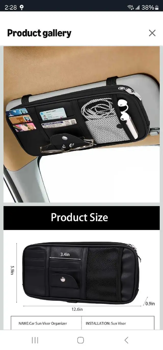 Car Visor Organizer, Sun Visor Storage Pouch with Zipper, Lightw - Photo 7